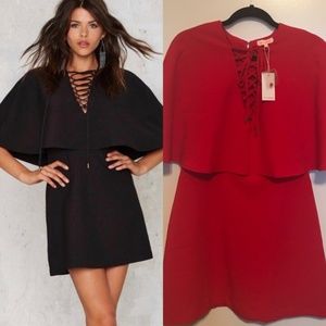 NWT Nasty Gal Renamed Masking Cape Dress in RED